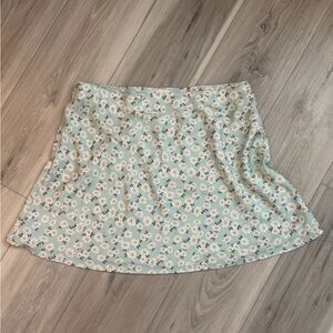 No Boundaries Light Blue Floral Skater Skirt